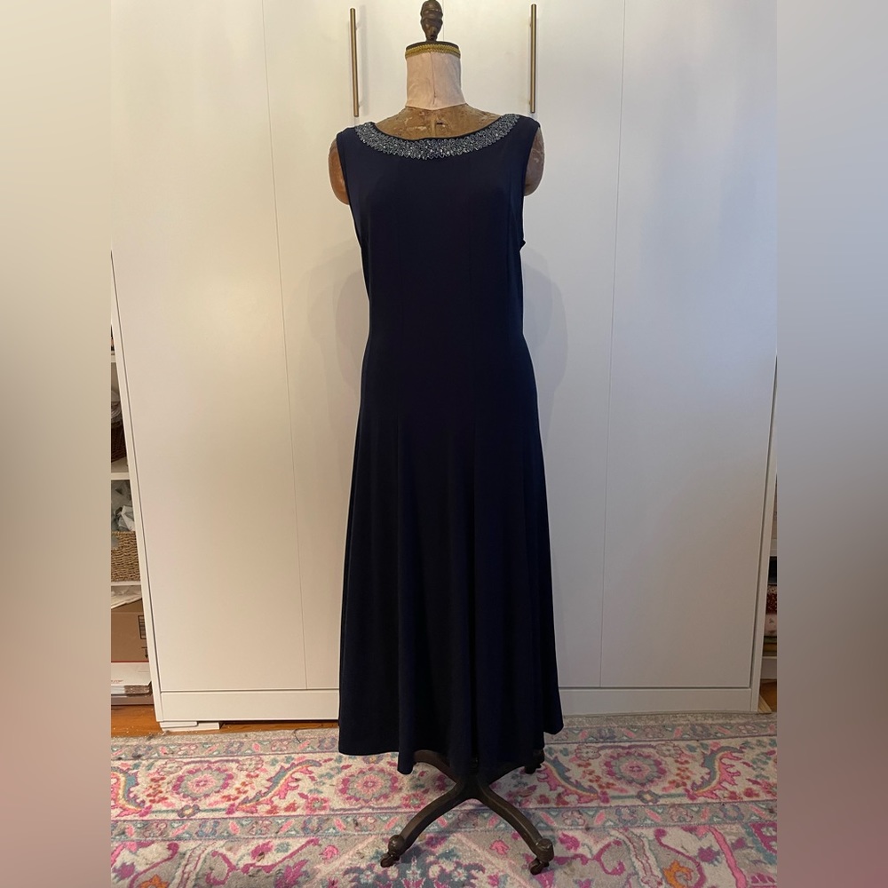 Women’s Stretch Jersey Maxi Dress with Beaded Neckline